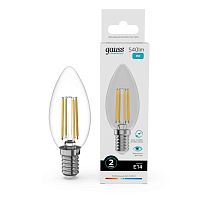 Лампа светодиодная филаментная Filament Elementary 8Вт свеча 4100К Е14 540лм GAUSS 32128