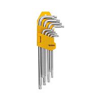 Набор ключей имбусовых Tamper-Torx 9шт ТТ10-ТТ50 закаленные удлиненные никель Kranz KR-12-5221