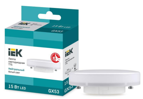 Лампа светодиодная ECO T75 таблетка 15Вт 230В 4000К GX53 IEK LLE-T80-15-230-40-GX53