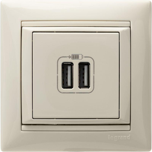 Розетка USB 2-м СП Valena сл. кость Leg 774170 фото 3