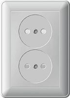 Розетка 2-м СП W59 16А IP20 защ. шторки без заземл. бел. SchE RS16-254-18