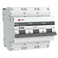Выключатель автоматический модульный 3п D 100А 10кА ВА 47-100 PROxima EKF mcb47100-3-100D-pro
