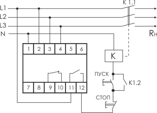 Реле напряжения CP-731 (трехфазный; микропроцессорный; контроль верхнего и нижнего значений напряжения; контроль асимметрии; чередования фаз; монтаж на DIN-рейке 35мм 3х400/230+N 2х8А 1Z 1R IP20) F&F EA04.009.005 фото 2