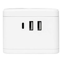 Удлинитель "Куб" 2 гнезда 2USB 2.4А+Type C + Ночник 1.3 метра 1кв.мм EKF UBA-CUB-2-TC