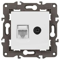 Розетка компьютерная + телевизионная 2-м Elegance 14-3110-01 RJ45 + TV IP20 механизм бел. Эра Б0034314