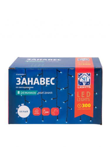 Гирлянда "Занавес" ICLLD300W-C 300LED бел. 3х3м 8режимов IP20 SHLights 4690601052988 фото 8