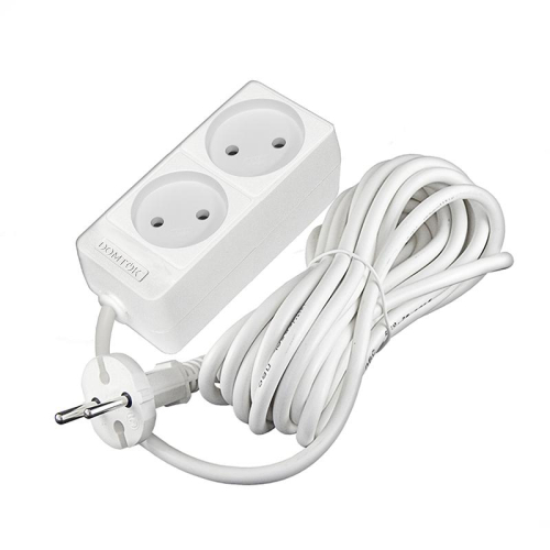 Удлинитель 2х7м без заземл. 10А IP20 2.2кВт ПВС 2х1 бел. DOMTOK 2348 фото 3
