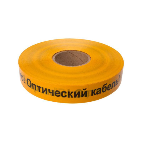 Лента сигнальная "Осторожно оптический кабель" 40мм желт./черн. (дл.500м) Rexant 19-3020 фото 2