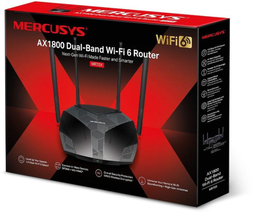 Роутер беспроводной MR70X AX1800 10/100/1000BASE-TX черн. MERCUSYS 1511785 фото 4 Роутер беспроводной MR70X AX1800 10/100/1000BASE-TX черн. MERCUSYS 1511785 фото 4