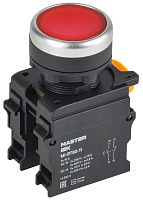 Кнопка d22мм 1НО+1НЗ MASTER красн. IEK MI-BT60-11-3-22-K04