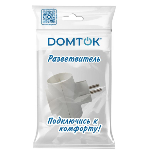 Разветвитель 3-м Т-образный без заземл. 10А 2200Вт 250В бел. DОМТОК 2662 фото 2