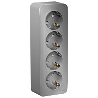 Розетка 4-м ОП Blanca 16А IP20 250В с заземл. защ. шторки с изолир. пластиной алюм. SchE BLNRA011413