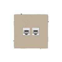 Розетка компьютерная 2-м KANT RJ45 кат.6A без шторки ванильн. марципан DKC 7015674