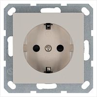 Розетка 1-м Shuko 16А IP20 с заземл. защ. шторки механизм тауп Jasmart G5501T