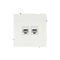 Розетка компьютерная 2-м KANT RJ45 кат.6A без шторки бел. магнолия DKC 7000674