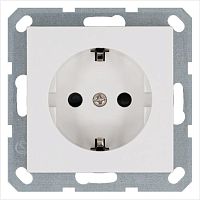 Розетка 1-м Shuko 16А IP20 с заземл. защ. шторки механизм бел. глянцевый Jasmart G5501W