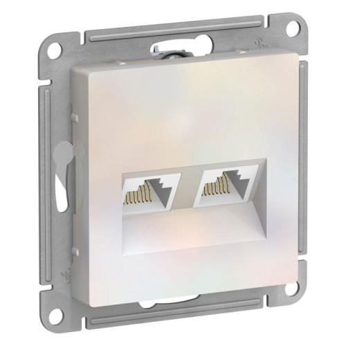 Механизм розетки компьютерной 2-м AtlasDesign RJ45 + RJ45 кат.5e жемчуг SchE ATN000485
