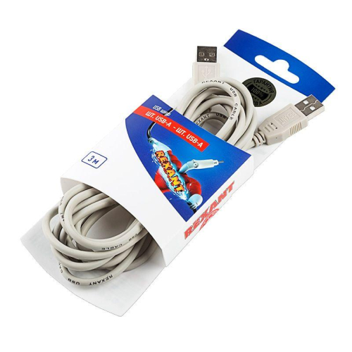 Шнур штекер USB-А - штекер USB-A 3м блист. Rexant 06-3153 фото 2