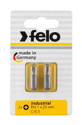 Бита крестовая PH 2х25 серия Industrial (уп.2шт)в блистере Felo 02202036 Бита крестовая PH 2х25 серия Industrial (уп.2шт)в блистере Felo 02202036
