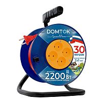 Удлинитель на катушке 4х30м без заземл. 10А IP20 2.2кВт ПВС 2х1 DOMTOK 2438