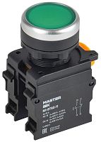 Кнопка d22мм 1НО+1НЗ MASTER зел. IEK MI-BT60-11-3-22-K06