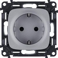 Механизм розетки 1-м СП Valena Allure 16А IP20 250В 2К+З с лиц. панелью винт. зажимы алюм. Leg 753924