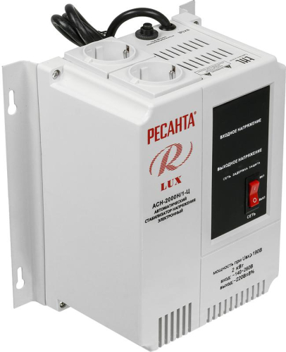 Стабилизатор напряжения АСН-2000 Н/1-Ц 1ф 2кВт настен. с одной розеткой IP20 релейный Lux Ресанта 63/6/15 фото 4