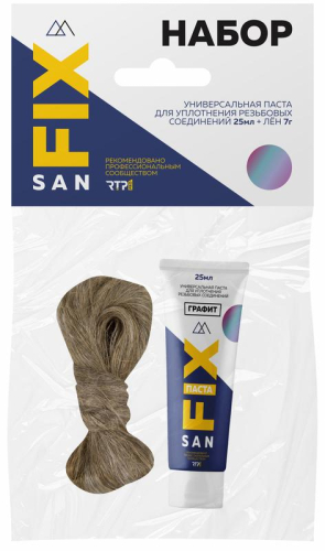 Набор монтажный универсальная паста+лен (25мл+7гр) графит SANFIX RTP 40713 Набор монтажный универсальная паста+лен (25мл+7гр) графит SANFIX RTP 40713
