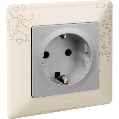 Механизм розетки 1-м СП Valena Life 16А IP2X 250В 2К+З с лиц. панелью безвинт. зажимы алюм. Leg 753621 фото 2