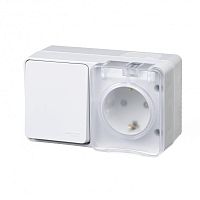 Блок ОП AtlasDesign Profi54 розетка 16А 250В с заземл. с защ. шторками + 1-кл. выключатель 10А бел. SchE ATN540170
