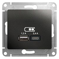 Розетка USB Glossa тип A+C 5В/2.4А 2х5В/1.2А механизм антрацит SchE GSL000739