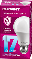 Лампа светодиодная 90 404 OLL-A60-17-230-6.5K-E27 (PRO 90-240В) ОНЛАЙТ 90404