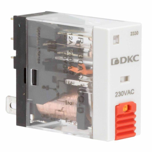 Реле одиночное 230В AC 1 перекидн. контакт тестовая кнопка DKC IR-230AC-1CO-D фото 2