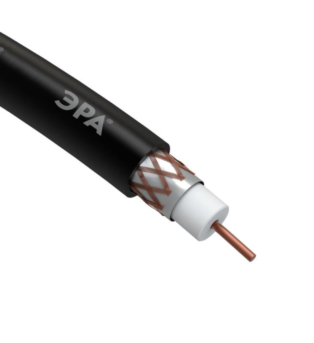 Кабель коаксиальный RG-6U 75Ом Cu/(оплетка Cu 64%) PE черн. (уп.305м) Эра Б0044605 Кабель коаксиальный RG-6U 75Ом Cu/(оплетка Cu 64%) PE черн. (уп.305м) Эра Б0044605