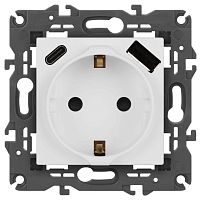 Розетка ЭРА Elegance 14-4108-01М 2P+E 16A-250В со шторками с USB type-A+C 5В-3А матов. бел. Эра Б0067710