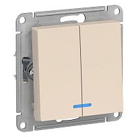 Механизм выключателя 2-кл. СП AtlasDesign 10А IP20 (сх. 5а) 10AX с подсветкой беж. SchE ATN000253