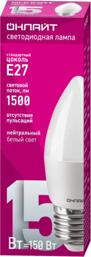 Лампа светодиодная 90 456 OLL-C37-15-230-4K-E27-FR ОНЛАЙТ 90456 фото 2