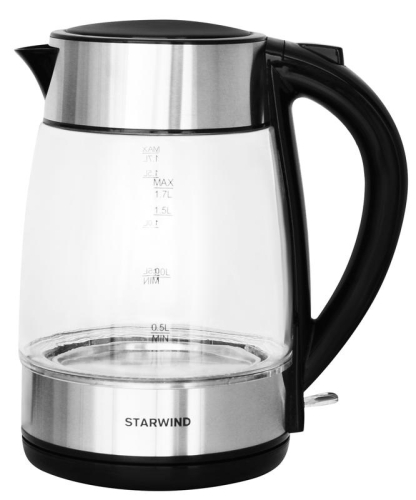 Чайник 1.7л. 2200Вт (стекло) черн./серебр.SKG3026 STARWIND 1432727 фото 2