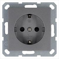 Розетка 1-м Shuko 16А IP20 с заземл. защ. шторки механизм алюм. Jasmart G5501S