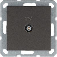 Розетка телевизионная проходная TV Ф9.5мм механизм мокко Jasmart G6002Z