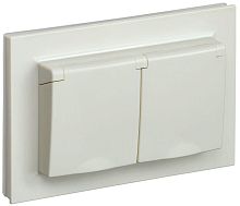 Розетка 2-м СП BRITE РСбш12-3-44-БрКр 16А в сборе IP44 с крышкой беж. IEK BR-R26-16-44-K10-F