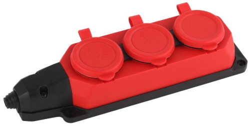 Колодка 3-м с заземл. 16А IP44 K-3e-RED-IP44 каучук красн. Эра Б0044552 Колодка 3-м с заземл. 16А IP44 K-3e-RED-IP44 каучук красн. Эра Б0044552