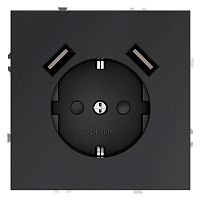 Розетка 1-м СП S70 16А с USB A+A с заземл. защ. шторки механизм графит Voltum VLS040407
