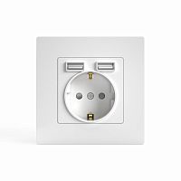 Розетка 1-м СП Pixel с заземл. с 2-мя заряд. устр. USB тип A+A IP20 механизм бел. TOKOV ELECTRIC TKE-PX-R1U2A-C01