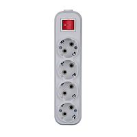 Колодка удлинителя 4-м 16А с заземл. с выкл. АБС-пластик бел. TOKOV ELECTRIC TKE-C01-KU4-ZV