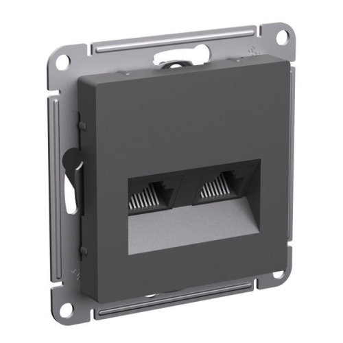 Розетка двойная компьютерная AtlasDesign RJ45+RJ45 кат.5Е механизм базальт SE ATN001485