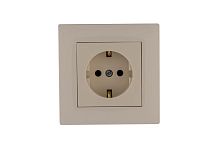 Розетка 1-м Karea RIZZ с заземл. керамика крем Makel 88010008