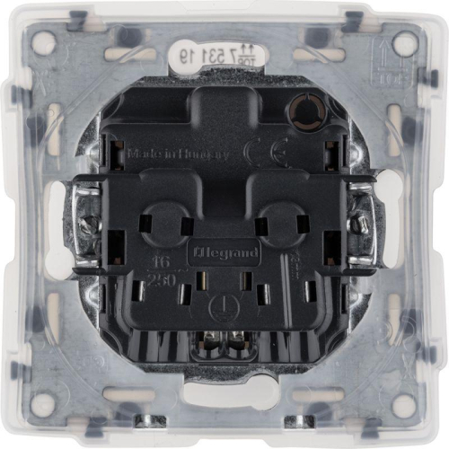Механизм розетки 1-м СП Valena Life 16А IP44 250В 2К+З защ. шторки откидная крышка бел. Leg 753119 фото 3