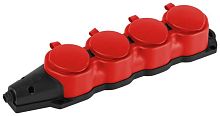 Колодка ЭРА KX-4e-RED-IP44 каучуковая с заземлением 4 розетки 16A IP44 красн. Эра Б0068456