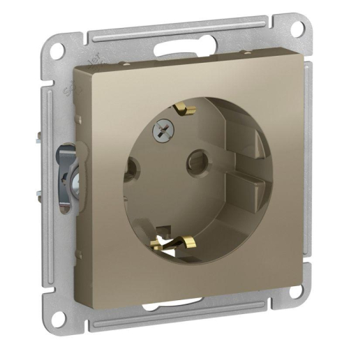 Механизм розетки 1-м СП AtlasDesign 16А с заземл. защ. шторки шампань SchE ATN000545